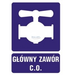 Znak naklejka GŁÓWNY ZAWÓR...