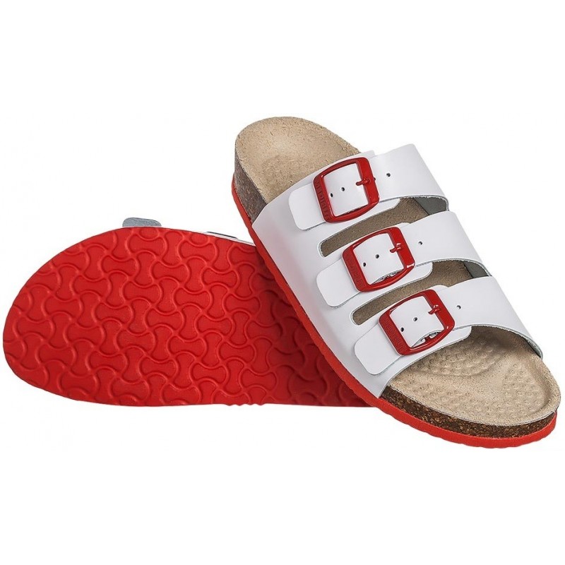 Buty profilaktyczne na korku MEDIBUT 06/3 biało-czerwony