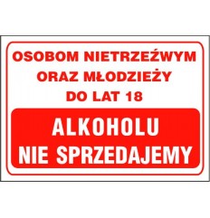 Nietrzeźwym i młodzieży alkoholu nie sprzedajemy