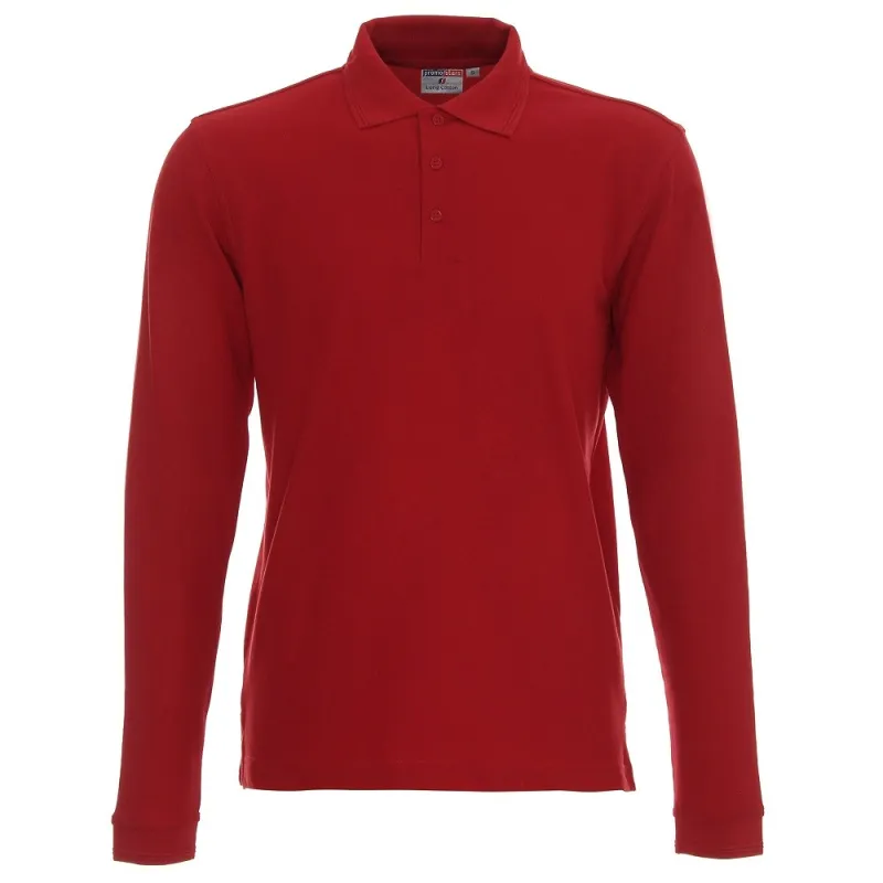 LONG COTTON - Koszula polo długi rękaw Promostars - czerwona