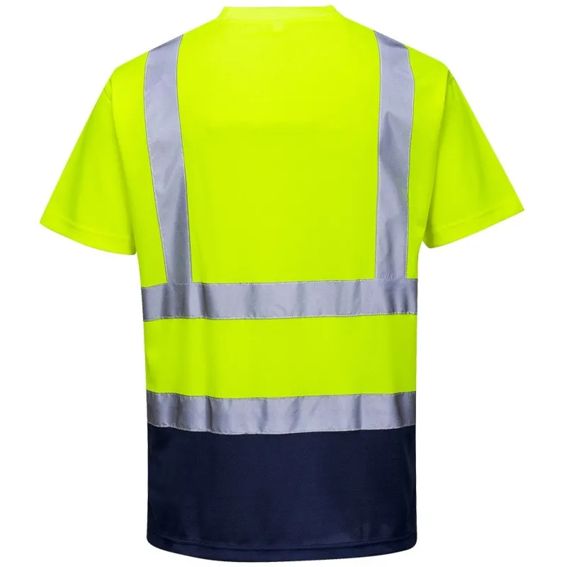 S378 - Dwukolorowy t-shirt ostrzegawczy Portwest - żółty/granat