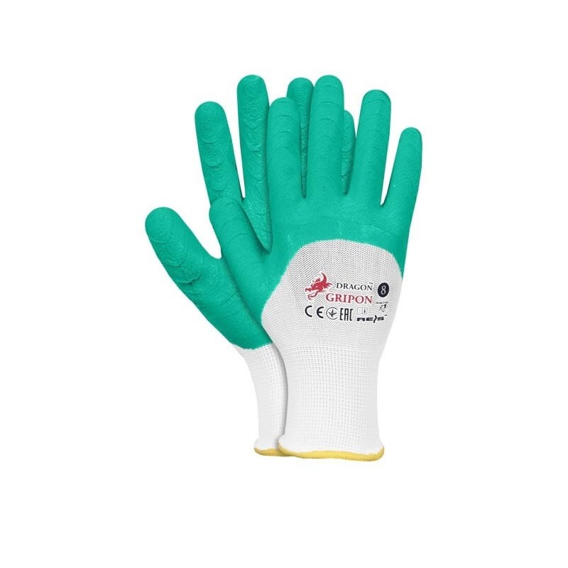 GRIPON - Rękawice ochronne powlekane lateksem - zielone