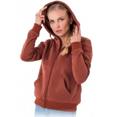 Ceglasta damska bluza polarowa z kapturem MALVA CE Reis
