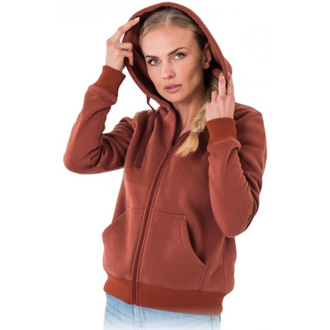 Ceglasta damska bluza polarowa z kapturem MALVA CE Reis