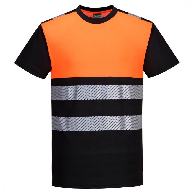 PW311 - Koszulka t-shirt ostrzegawczy PW3 Portwest - czarny/pomarańcz