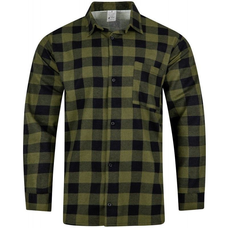 Koszula flanelowa robocza w kratę khaki