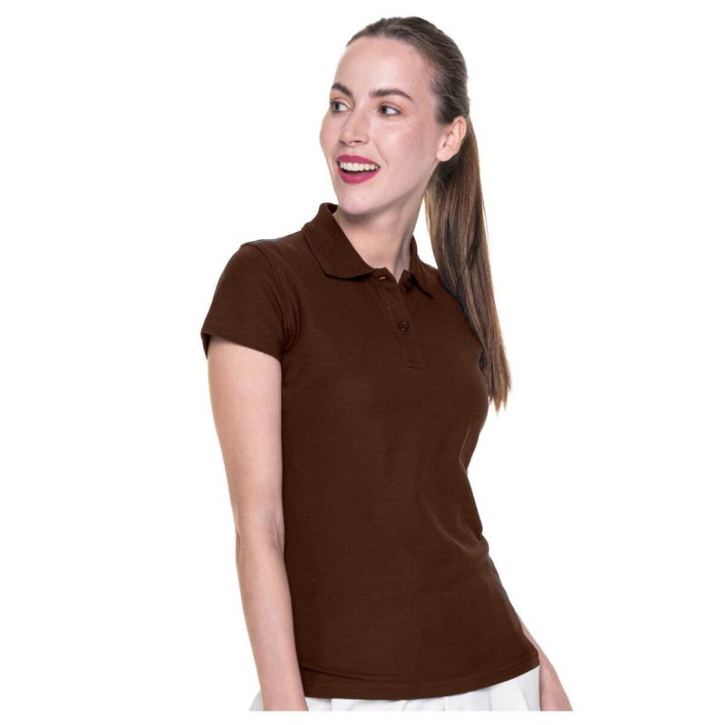 LADIES COTTON - Damska koszulka polo Promostars - brązowa