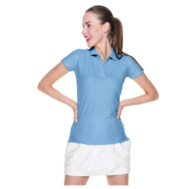 LADIES COTTON - Damska koszulka polo Promostars - błękitna