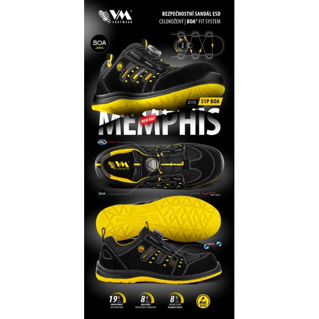 Sandały ochronne VM MEMPHIS S1P ESD Boa