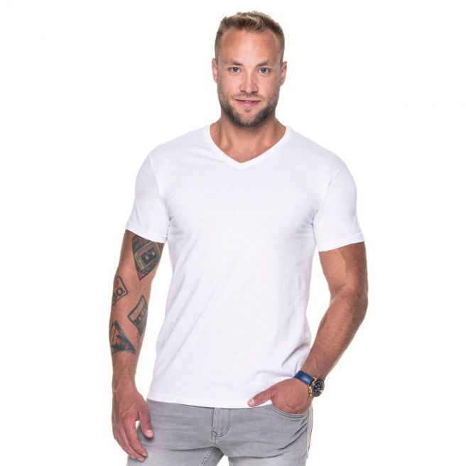 V-NECK - T-Shirt męski Promostars 22155 - biały