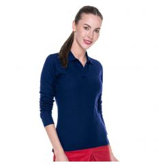 LADIES LONG COTTON - Damska koszulka polo Promostars - granatowa