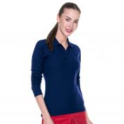 LADIES LONG COTTON - Damska koszulka polo Promostars - granatowa