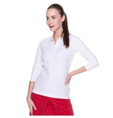 LADIES LONG COTTON - Damska koszulka polo Promostars - biala