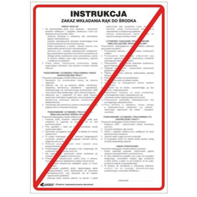 Znak bezpieczeństwa ZAKAZ WKŁADANIA RĄK DO ŚRODKA ZZ-P015-1