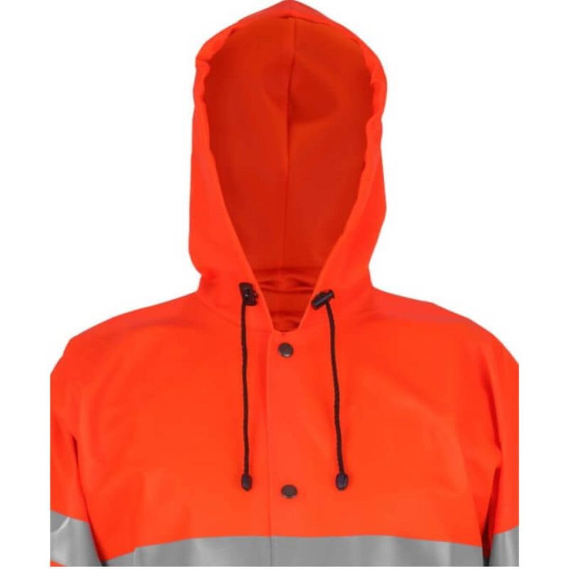 Płaszcz przeciwdeszczowy ostrzegawczy PROS 1102 pomarańczowy kaptur