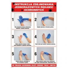 Znak bezpieczeństwa INSTRUKCJA ZDEJMOWANIE RĘKAWIC JEDNORAZOWYCH ZZ-IB25