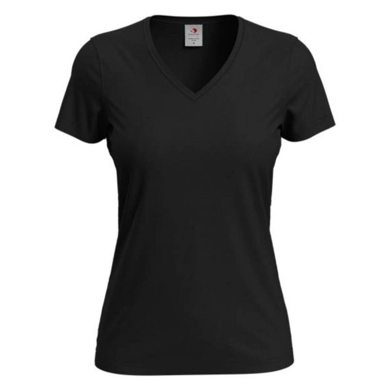 SST2700 - T-shirt damski V-Neck Stedman - czarny