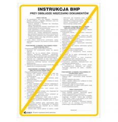 Znak bezpieczeństwa Instrukcja BHP i PPOŻ BHP przy obsłudze niszczarki dokumentów