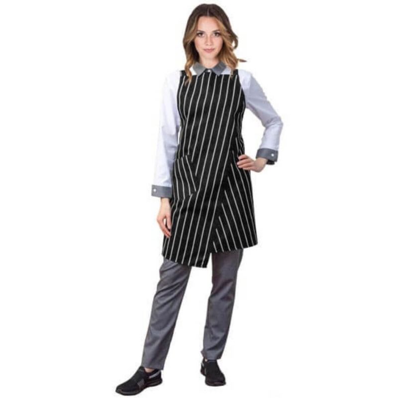 Fartuch ochronny VOTRE BW Reis czarny z bialymi pasami