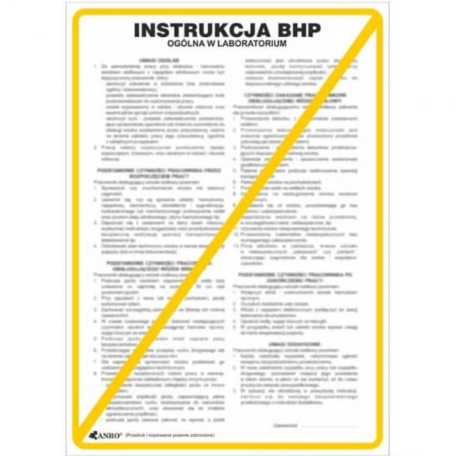 Znak INSTRUKCJA BHP I PPOŻ BHP OGÓLNA W LABORATORIUM