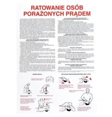 Znak bezpieczeństwa Instrukcja BHP "RATOWANIE OSÓB PORAŻONYCH PRĄDEM"