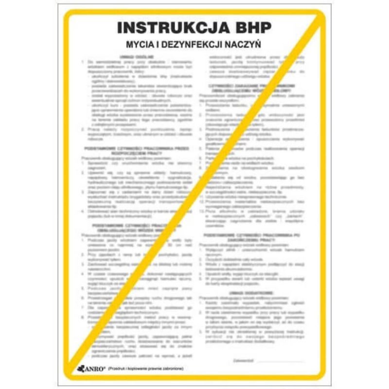 Instrukcja BHP i PPOŻ BHP mycia i dezynfekcji naczyń