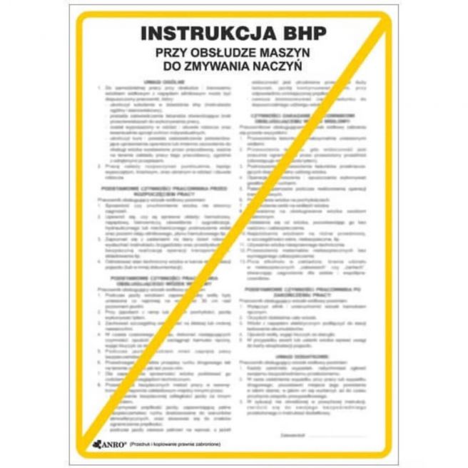 Instrukcja BHP i PPOŻ BHP przy obsłudze maszyn do zmywania naczyń