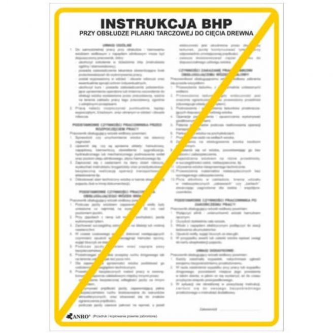 Instrukcja BHP i PPOŻ BHP przy obsłudze pilarki tarczowej do cięcia drewna