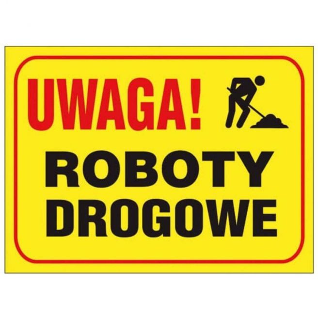 Tablica budowlana UWAGA! ROBOTY DROGOWE