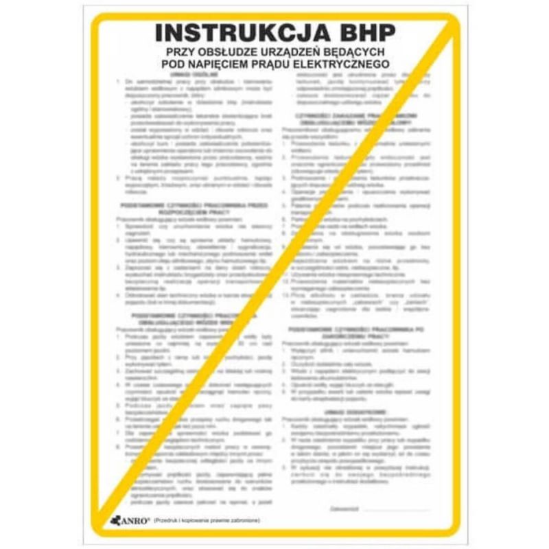 Instrukcja BHP i PPOŻ BHP przy obsłudze urządzeń będących pod napięciem prądu elektrycznego