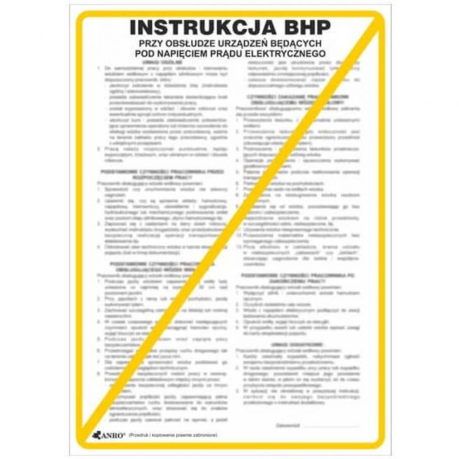 Instrukcja BHP i PPOŻ BHP przy obsłudze urządzeń będących pod napięciem prądu elektrycznego
