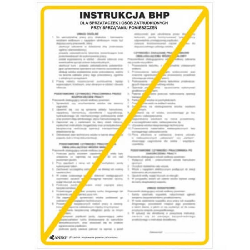 Instrukcja BHP i PPOŻ BHP dla sprzątaczek i osób zatrudnionych przy sprzątaniu pomieszczeń