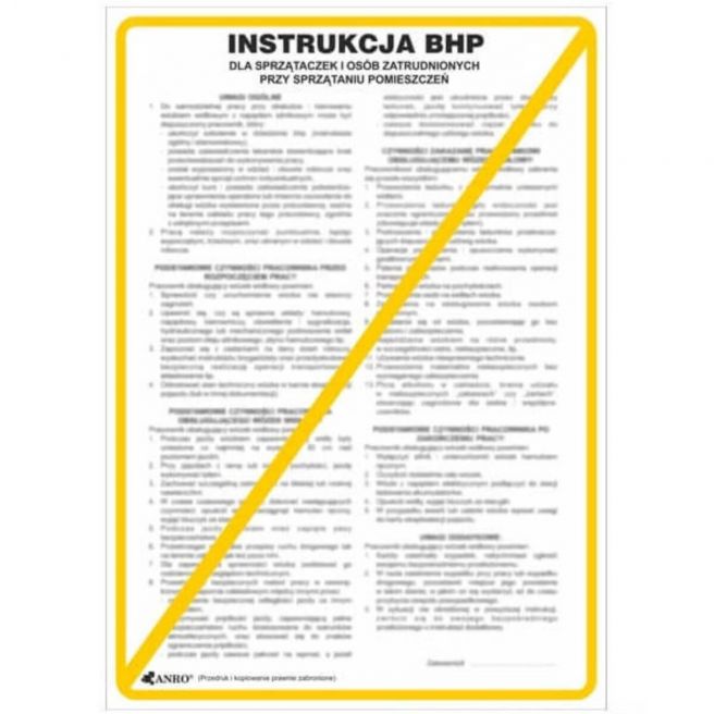 Instrukcja BHP i PPOŻ BHP dla sprzątaczek i osób zatrudnionych przy sprzątaniu pomieszczeń