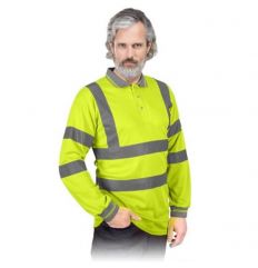 Bluza polo ostrzegawcza z dlugim rekawem z pasami odblaskowymi POLO-FLUO Y zolta