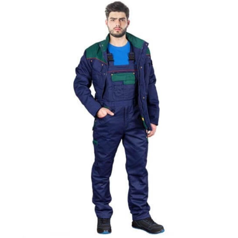 Spodnie ochronne ocieplane ogrodniczki tkane STO GZ Taiga Reis - granatowo-zielone