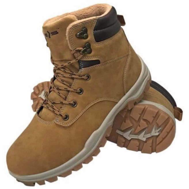 Buty zimowe wysokie damskie z kożuszkiem BOASPEN BE beżowe Buty zimowe wysokie damskie z kożuszkiem BOASPEN BE beżowe