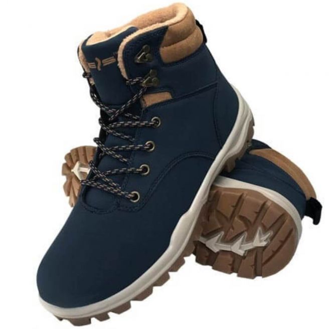 Buty zimowe wysokie damskie z kożuszkiem BOASPEN G granatowe