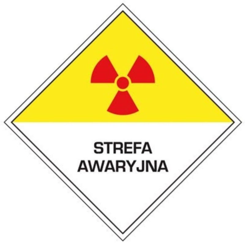 Oznakowanie promieniowania STREFA AWARYJNA