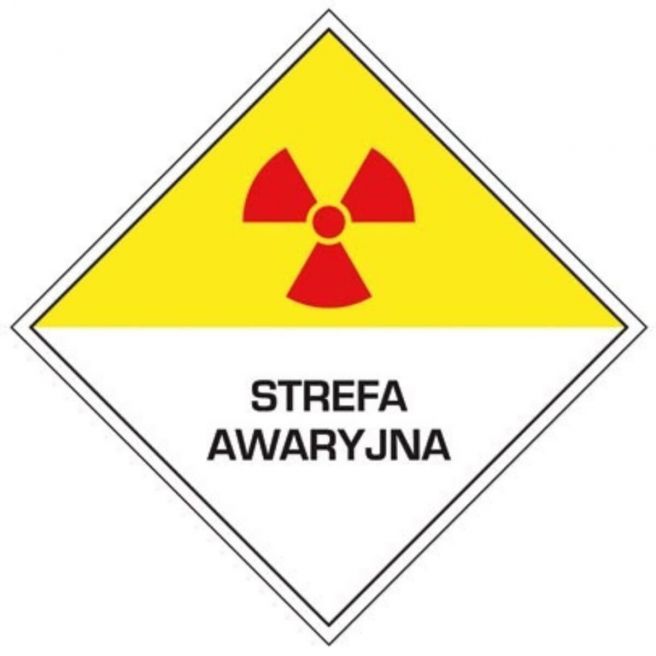 Oznakowanie promieniowania STREFA AWARYJNA