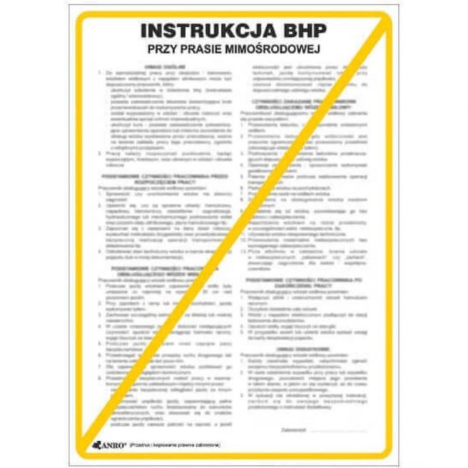 Instrukcja BHP i PPOŻ BHP dla obsługi pras mimośrodowych