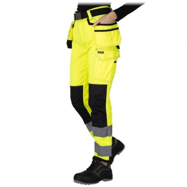 Damskie spodnie ostrzegawcze slim LH-WESPE-T YB HV żółto-czarne
