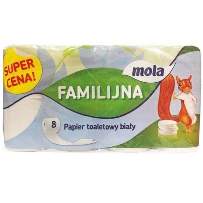 Papier toaletowy biały Familijna Mola - 8 rolek