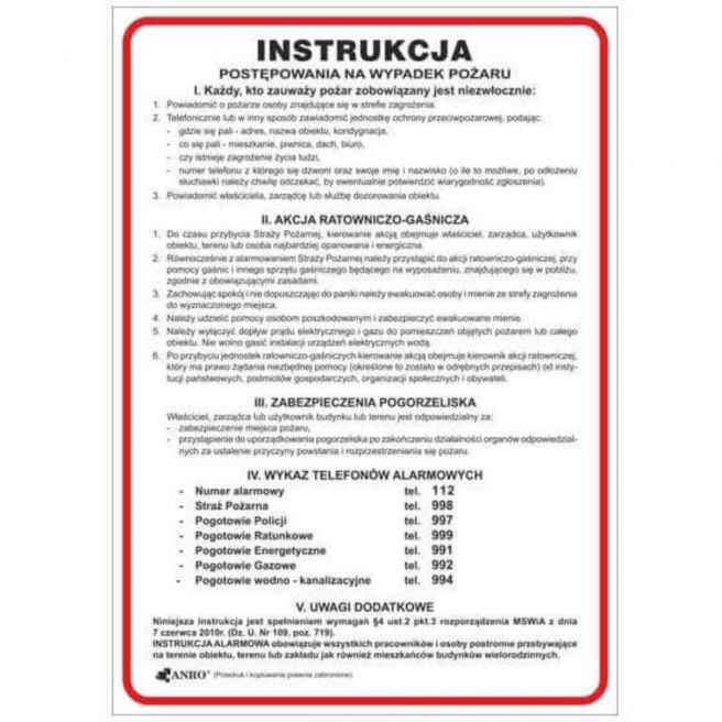 Instrukcja PPOŻ INSTRUKCJA POSTĘPOWANIA NA WYPADEK POŻARU