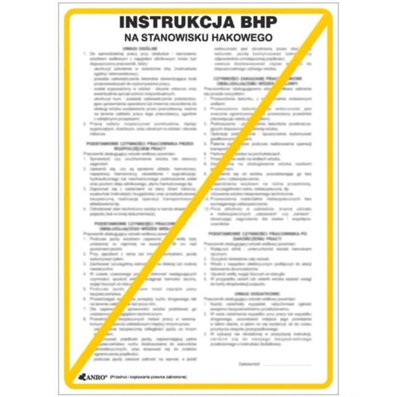 Instrukcja BHP i PPOŻ BHP NA STANOWISKU HAKOWEGO