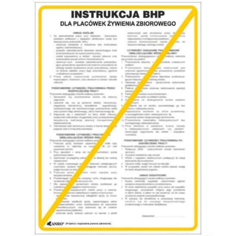 Instrukcja BHP i PPOŻ BHP dla placówek żywienia zbiorowego