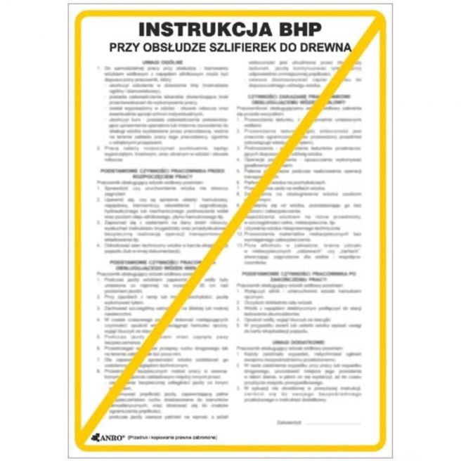 Instrukcja BHP i PPOŻ BHP przy obsłudze szlifierek do drewna