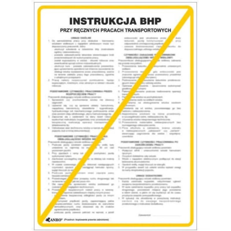 Instrukcja BHP i PPOŻ BHP przy ręcznych pracach transportowych