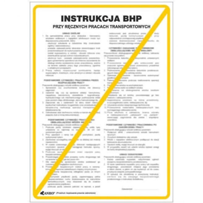Instrukcja BHP i PPOŻ BHP przy ręcznych pracach transportowych