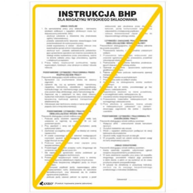 Instrukcja BHP i PPOŻ BHP dla magazynu wysokiego składowania