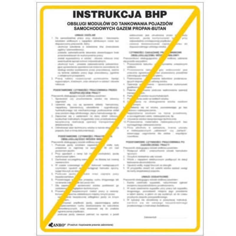 Instrukcja BHP i PPOŻ Obsługi modułu do tankowania pojazdów samochodowych gazem propan-butan